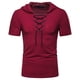 thumbnail image 1 of Ceisia Men's Slim Fit Short Sleeve Hooded Top Ribbed Texture Lace-Up Design Spring Summer Shirt Gift, 1 of 7