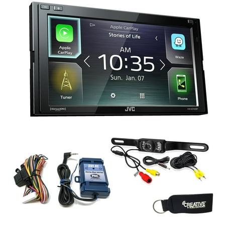 JVC KW-M740BT Compatible with CarPlay, Android Auto 2-DIN Receiver (No CD) w/ back up camera & Steering (Best Android Interface Launcher)