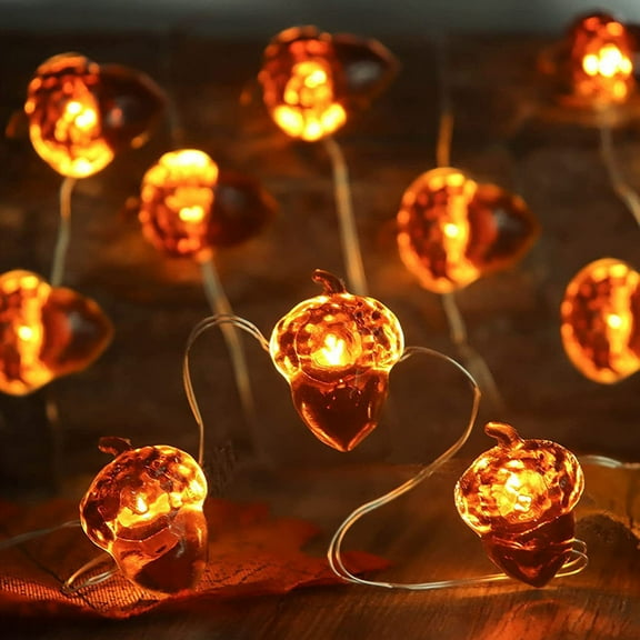 HAKIDZEL Lumivine String Lights Acorn Plastic Light Brown 1Pcs For Thanksgiving Party Home Decoration 300x2in