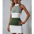 thumbnail image 1 of Fankiway Robe d'Été Serrée Sexy pour Femmes Dos Ouvert Col Suspendu Robe Contrastée Sans Manches Grande Taille, 1 of 8