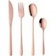thumbnail image 1 of Vajilla de acero inoxidable de 4 Uds., cuchillo, tenedor, cuchara, cuchara de té, cubiertos de oro rosa, 1 of 5
