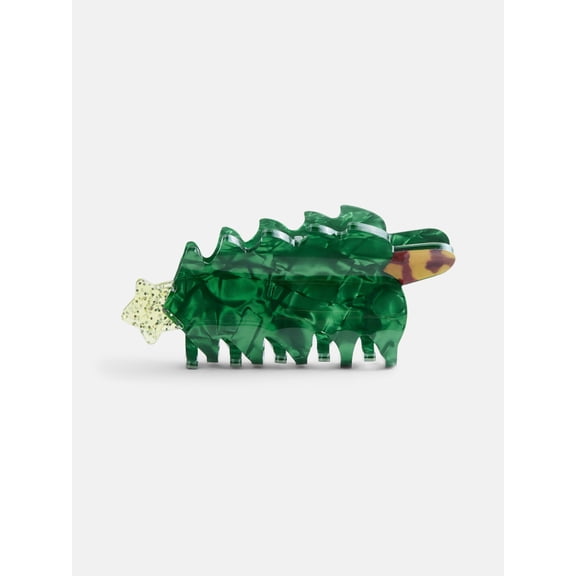 Holiday Time Women's Christmas Tree Hair Claw Clip