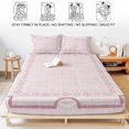 thumbnail image 5 of Twin Sze Fitted Sheet Set - Blush Pink Botanical 2 Piece Bedding Sets 16" Deep Pocket Fitted Sheet with 1 Pillowcase, Vintage Florals Geometric Minimalist Brushed Microfiber Hotel Luxury Bed Sheets, 5 of 9