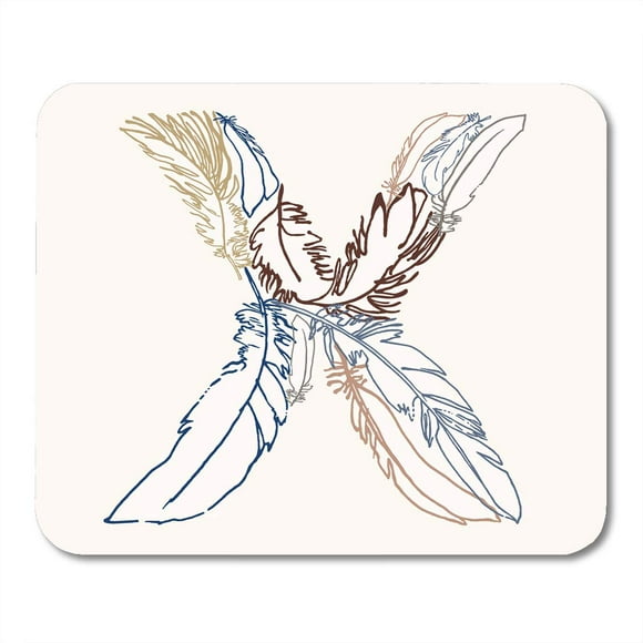 POGLIP Abstract Wild Capital Letter X Monogram Made of Feathers Alphabet Perfect for Webs Graphics Blog ABC Airy Mousepad Mouse Pad Mouse Mat 9x10 inch