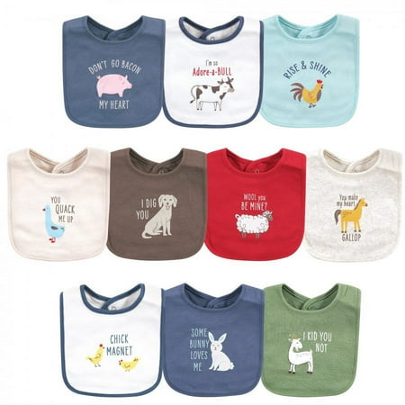 UPC: 0660168538854 | Hudson Baby Infant Boy Cotton Bibs  Bacon My Heart  One Size