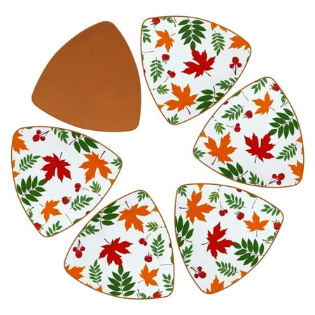 

YZUOUZY Coasters Dining Table Decor 6 Pcs Triangle Cool Coasters Berries Rose Hips Leaves Mushrooms