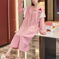 thumbnail image 4 of Defitshape Women's Cute Long Sleeve Nightgown Padded Midi Sleep Dress Ruffle Nighty Cotton Sleepwear Pink 4-6, 4 of 4