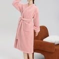 thumbnail image 4 of Kaemgyyd Womens Plush Soft Robe Fashion Winter Warm Fleece Sherpa Long Sleeve Belted Midi Bathrobe with Pockets, 4 of 7