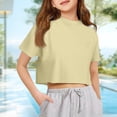 thumbnail image 2 of Lumtrix Girls Crop Tops Short Sleeve T-Shirts for Girl Crew Neck Basic Tee Size 2-14 Years Khaki 150, 2 of 9