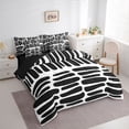 thumbnail image 3 of Manfei Abstract Geometric Lines 7-Piece Twin Bedding Sets,Vintage Striped Bedding Comforter Set,White Black Sheet Sets For Teens,Breathable Home Decor Reversible, 3 of 8