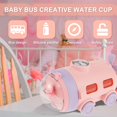 thumbnail image 2 of 15 oz Kids Water Bottle, Toddler Water Bottle with Straw, BPA Free & Leak Proof Kids Cups, Toddler Toys Bus Water Bottle with Shoulder Strap for School and 3-5 (Pink), 2 of 7