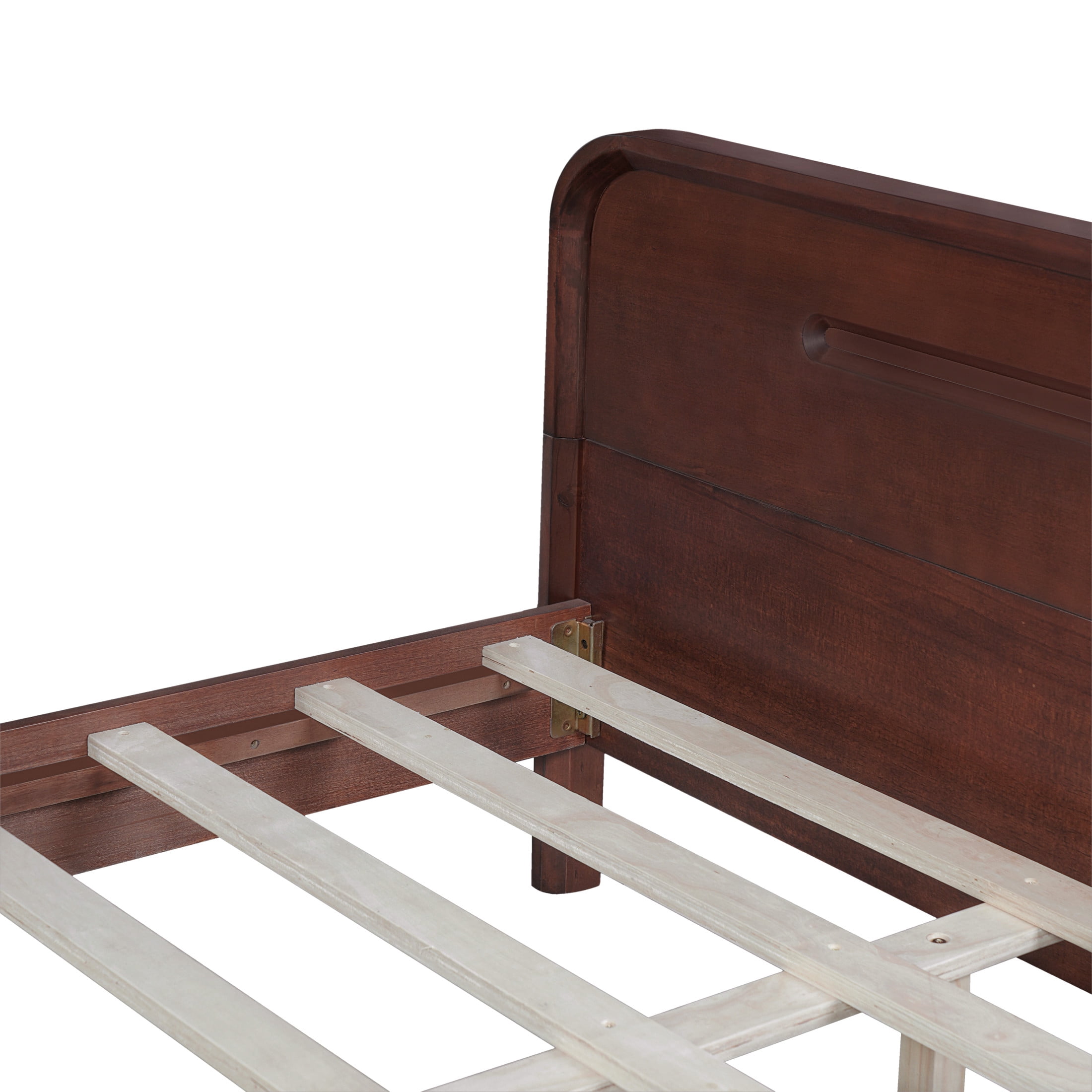 Christopher Knight Home King Size Bed Frame with Headboard, Solid Wood Platform Bed, Dark Walnut