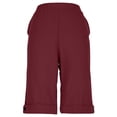 thumbnail image 4 of VV AVEORS Linen Bermuda Shorts For Women Straight Leg Knee Length Casual Capri Pants Drawstring Lightweight Summer Beach Short Capris Wine 2XL, 4 of 8