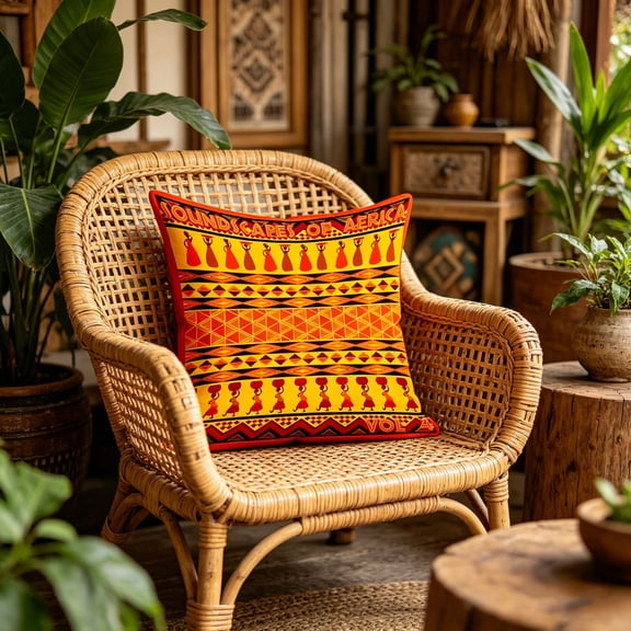 Bohemian Throw Pillow Cover African Tribal Print Decorative Cushion Cover Soft Boho Home Decor for Sofa Couch Bed Orange Red Yellow