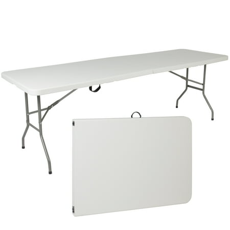 Best Folding Picnic Table Best Choice Products 8ft Indoor Outdoor Portable Folding Plastic Dining Table for Backyard, Picnic, Party, Camp w/ Handle, Lock, Non-Slip Rubber Feet, Steel Legs - White ()