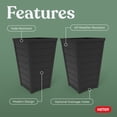 thumbnail image 4 of Keter Set of 2 Resin Modern Outdoor 22 Inch Tall Large Flower Pots, Tapered Wood Look Planters for Outdoor Plants and Front Porch Decor, Graphite, 4 of 12