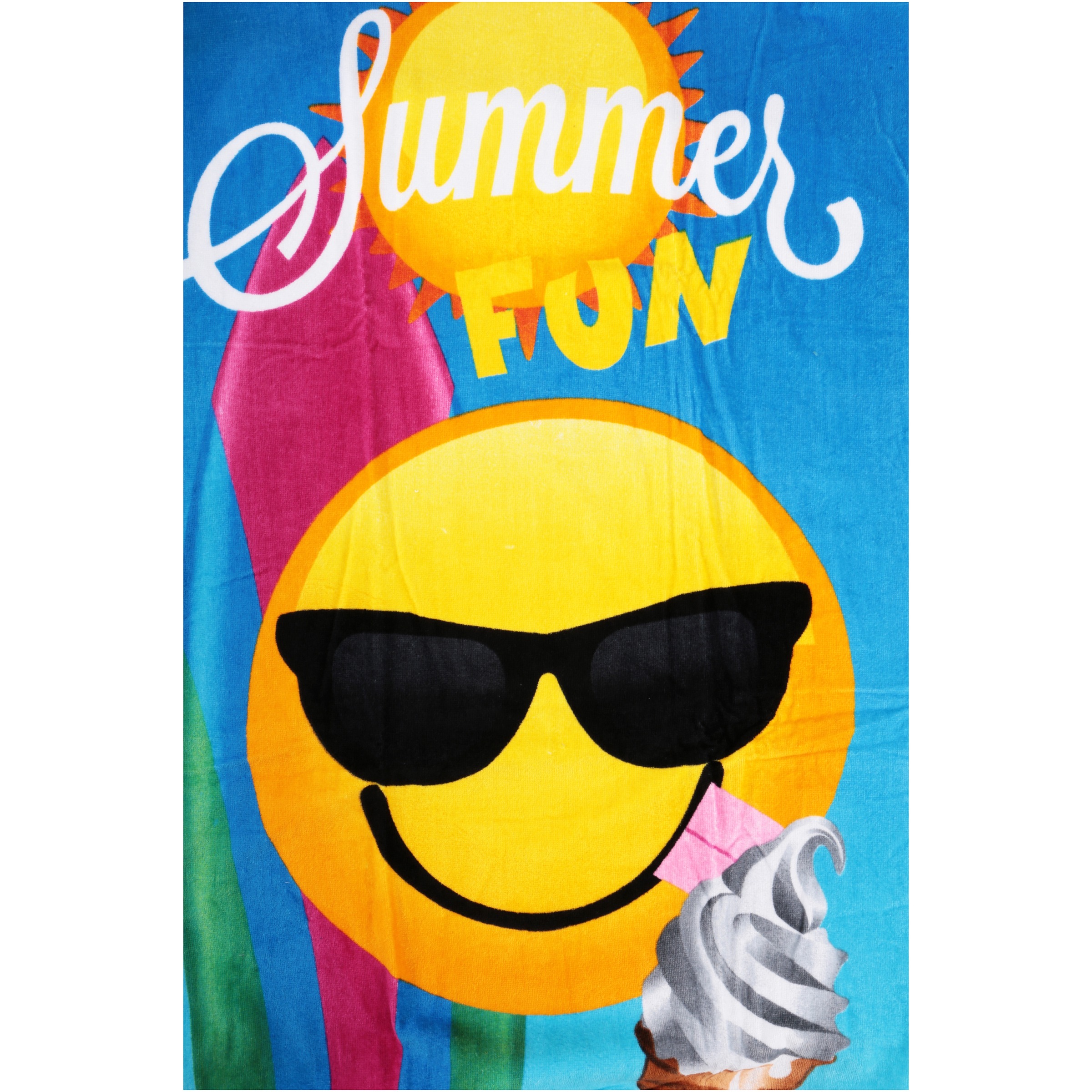 Emoji Expressions Cotton 30" x 60" Emoji "Summer Fun" Beach Towel, 1
