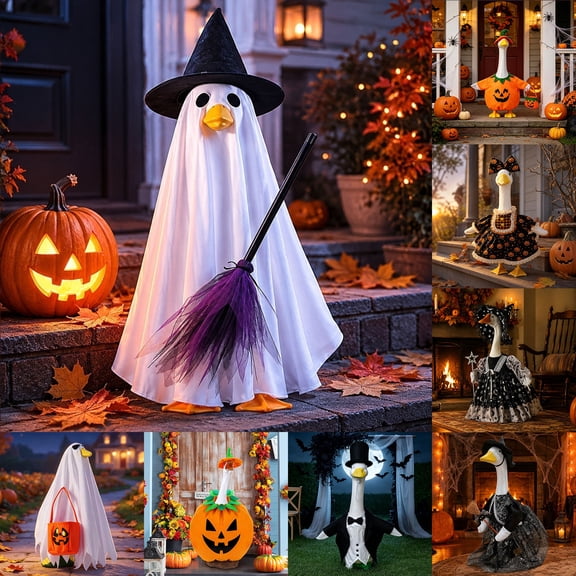 Gqqkzmb Porch Halloween Goose Outfits Lawn Porch Goose Clothes Fall Halloween Goose Costume for 23" Geese Outdoor Patio Yard Lawn Decorations