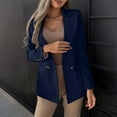 thumbnail image 4 of jsaierl Womens Casual Blazers Double Breasted Lapel Collar Long Sleeve Business Solid Color Work Office Jackets, 4 of 8