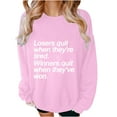 thumbnail image 3 of Jinhomg Novelty Sweatshirt for Women 2026 Trendy Letter Print Casual Tops Oversized Comfy Long Sleeve Drop Shoulder Pullover Ladies Cute Gift Pink M, 3 of 6