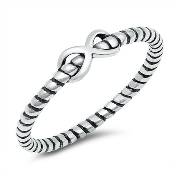 Oxidized Sterling Silver Intertwined Infinity Rope Band Ring Size 4