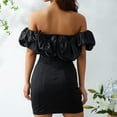thumbnail image 5 of Women's Slim Fit Short Dress Summer Outfit Ruffle Frill Decoration Off Shoulder Backless Luxury Evening Dress-b-S, 5 of 7