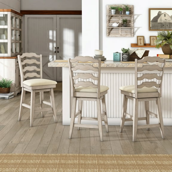 Weston Home Sheena French Ladder Back 24-inch Counter Height Swivel Stool, Multiple Finishes