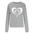 thumbnail image 4 of Fartey 2025 Chandail en Molleton pour Femmes Saint-Valentin Décontracté Manches Longues Col Rond Chandail Mignon Graphique Mode Vacances Chandails en Molleton Gris, 4 of 4