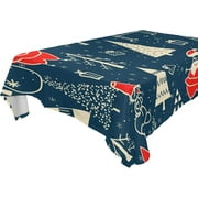 SKYSONIC Christmas Tree Tablecloth Waterproof Washable Polyester Square Table Cover Durable Tablecloth for Kitchen Dining Table Party Decor (60 X 60 Inch)