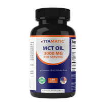 Vitamatic MCT Oil Capsules 3000 mg per Serving - 180 Softgels - from Coconut Oil - Contains 55% caprylic Acid C8 and 40% capric Acid C10 (Total 360 Softgel)