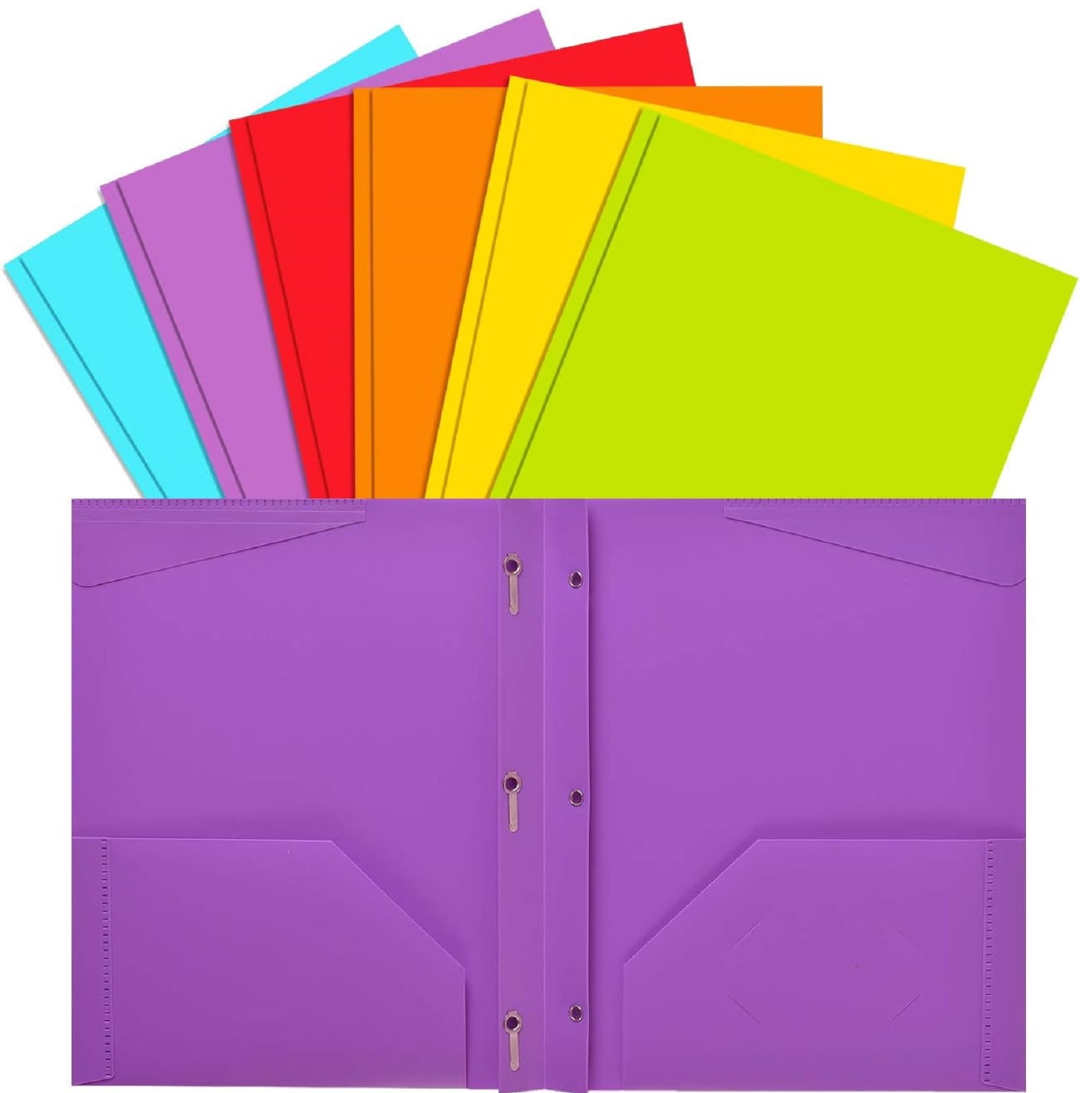 Yhmxh Plastic Folders with Two-Pocket and Prongs, Heavy Duty File ...