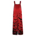 thumbnail image 5 of IYYVV Halloween Overalls Women Casual Loose Wide Leg Jumpsuits Summer Pumpkin Ghost Printed Baggy Rompers with Pockets Vermilion 2XL, 5 of 6