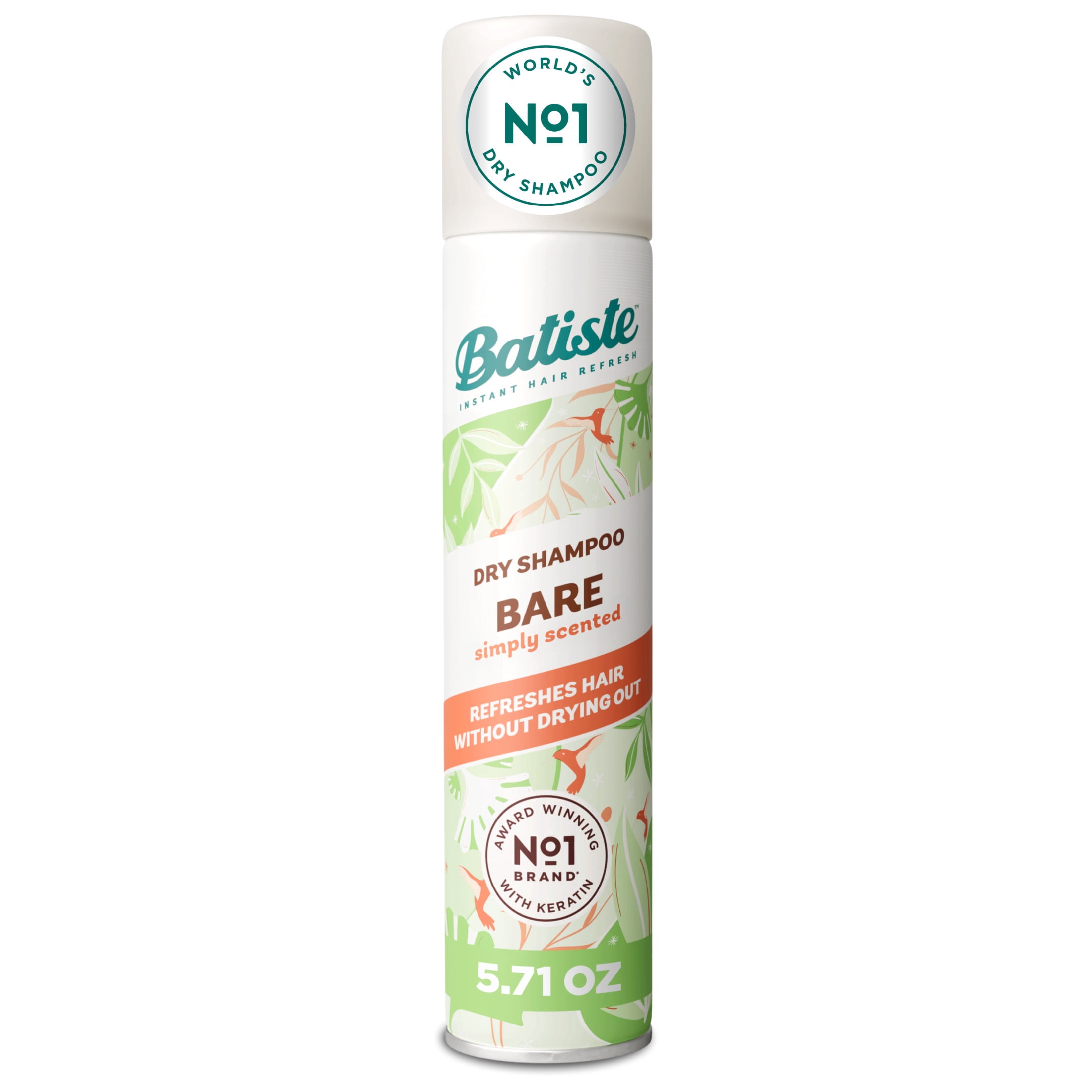 (2 pack) Batiste Bare Dry Shampoo, Absorbs Oil & Grease, Barely Scented, 5.71 oz