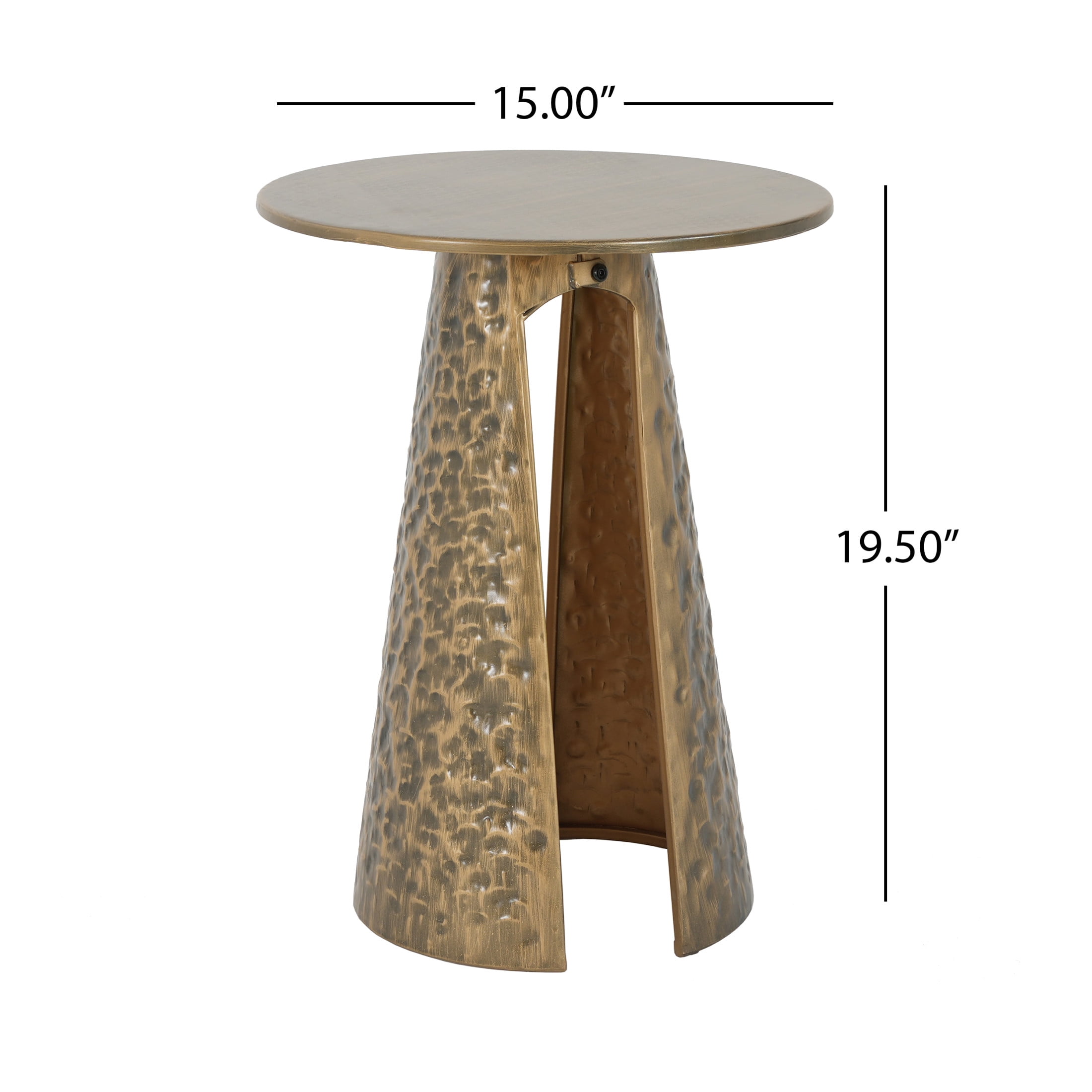 Christopher Knight Home Modern Luxury Metal Side Table, Hammered Texture, Sculptural Design, Copper-tone