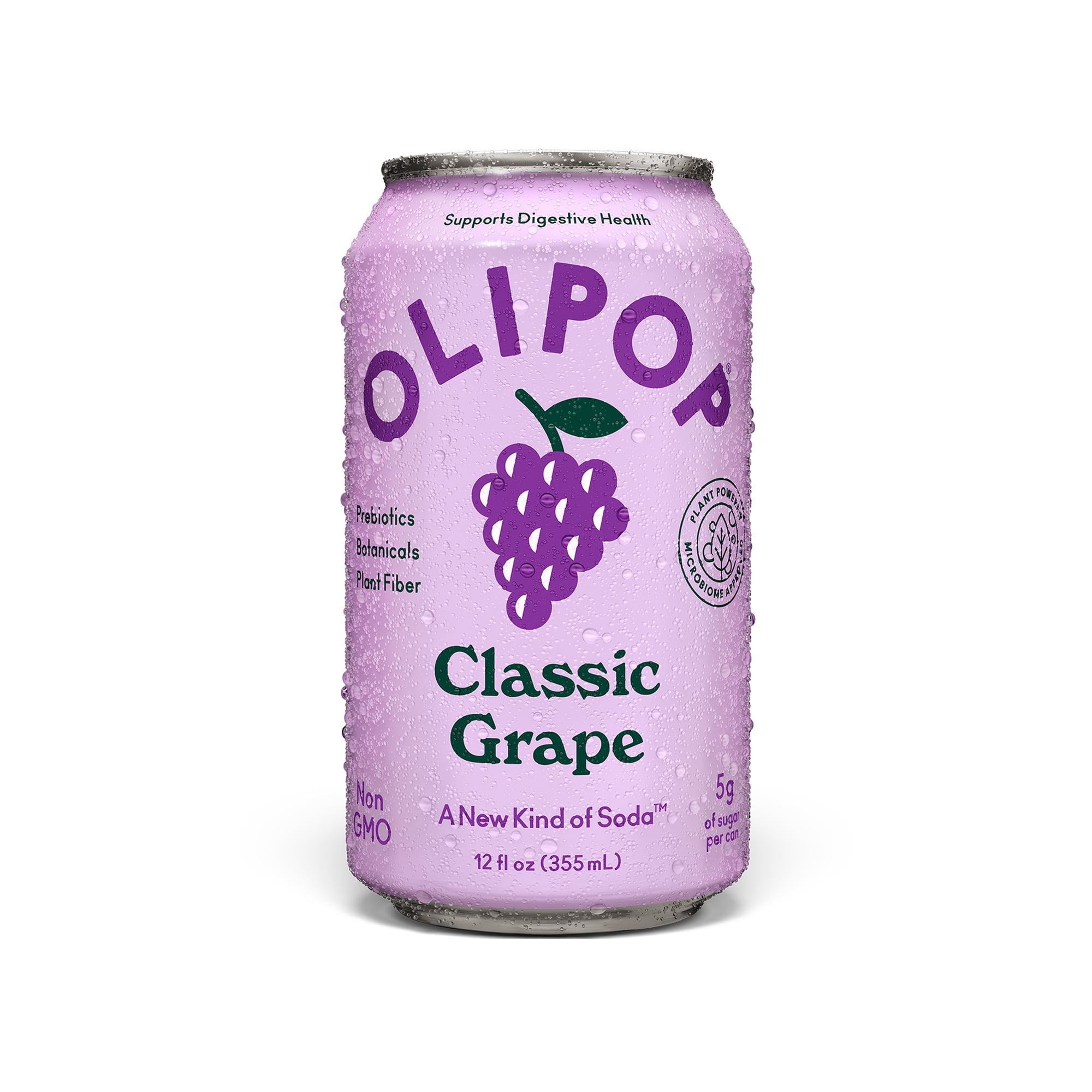 OLIPOP 9g Fiber Prebiotic Soda, Classic Grape, 12 fl oz, Single, Refrigerated