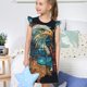 thumbnail image 4 of Fotbe Stained Glass Eagle USA Vestido de Dormir para Niñas de 3 a 10 Años, Mangas Cortas, Estilo Princesa, Pijama Camisón con Mangas Voladas-Medium, 4 of 6