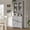 Gray, variant on 72" Kitchen Hutch Cabinet with Glass Doors, Charging Station, LED Lights, Open Counter Shelf and Storage Cabinet for Dining Room,White