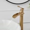 thumbnail image 2 of Waterfall Single Hole Single Handle Bathroom Vessel Sink Faucet with Pop-up Drain Assembly in Antique Brass, 2 of 12