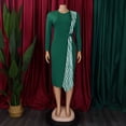 thumbnail image 2 of AURA Plus Size Pencil Midi Dress Round Neck High Waist Bodycon Ruched 9 10 Sleeve Elegant Work Dress, 2 of 9