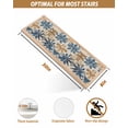 thumbnail image 4 of Navy Blue Brown Stair Treads for Wooden Steps Indoor Runner Rug Carpet, Tropical Botanical Palm Leaves Vintage 15 Pieces Peel and Stick Staircase Step Treads Covers Washable Throw Door Mats, 30"x8", 4 of 6