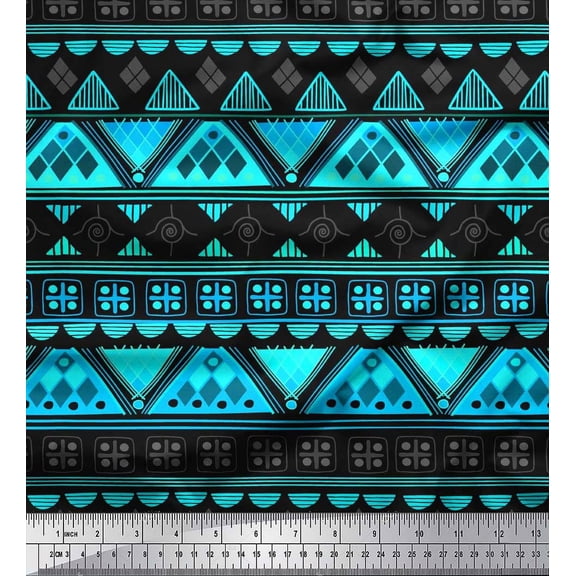 Soimoi Cotton Duck Fabric Aztec Geometric Print Fabric by The Yard 42 Inch Wide
