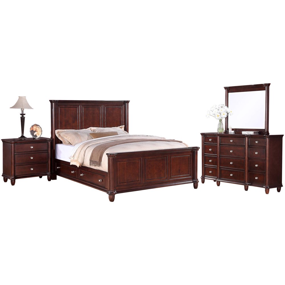 Picket House Furnishings Gavin Bedroom Set with Storage, King, 4 Piece