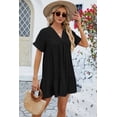 thumbnail image 6 of Women's Ruched Tiered V Neck Short Sleeve Mini Dress for Summer Party Look Silhouette Flattering Fit 100% Polyester, 6 of 11