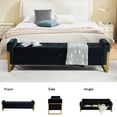 thumbnail image 2 of Aemeios 67" Velvet Storage Bench for Bedroom End of Bed with Single Lid Storage and Gold Legs, Black, 2 of 7