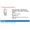 thumbnail image 2 of Trunk Light Bulb - Compatible with 1986, 2001 - 2004, 2009 - 2013 Toyota Corolla 2002 2003 2010 2011 2012, 2 of 2