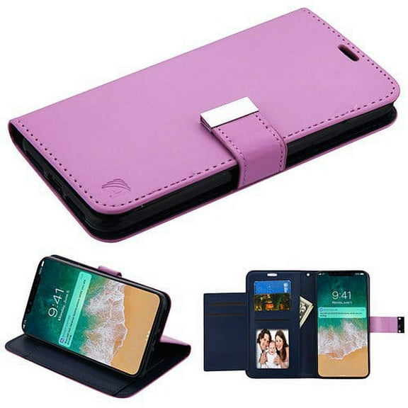 Apple iPhone Xs Max (6.5 Inch) Phone Case Leather Flip Credit Card / Cash Wallet Cover Stand Pouch Folio Magnet with extra Slots Case Cover - Purple Phone Case for Apple iPhone Xs Max