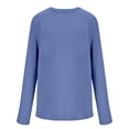 thumbnail image 3 of DuoJiaJ Womens Long Sleeve Top, Crew Neck Solid Color Sun Athletic Top Blue XL, 3 of 5