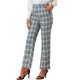 thumbnail image 4 of Pantalones largos rectos de cintura elástica con botones y cremallera de cuadros para mujer Inspire Chic L color caqui, gris y azul, 4 of 6