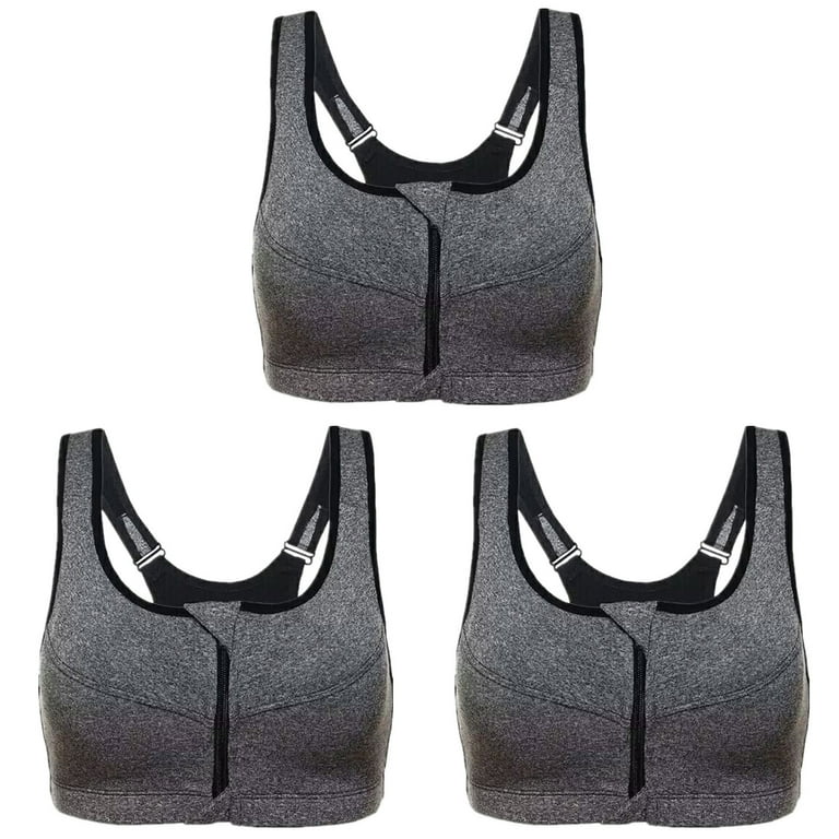 3 Piece Sports Bra Women Multipack Front Fastening High Impact Zip