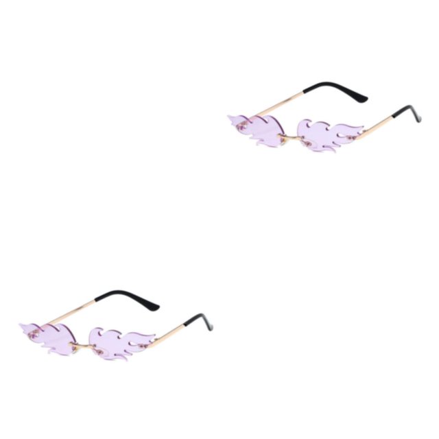 Qarigey Gafas de sol de llama y fuego Gafas de moda para una apariencia elegante Impermeable Sin marco A prueba de viento Durable Transpirable Púrpura Púrpura 2piezas
